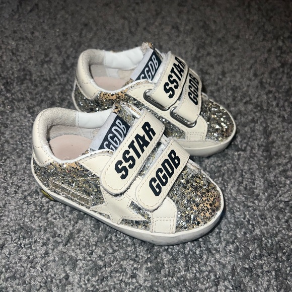 Golden Goose Kids Glitter Sneakers White and Gold